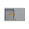 Quadron OWEN 111 GraniteQ zlewozmywak z syfonem Push 2 Open 1-komorowy z/o (760x500x215; kom. 330x430) silver stone / elementy miedziane HQO7650U5PVDC1